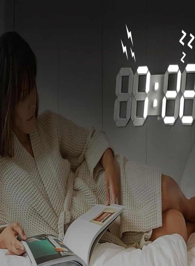 Dangfly Digital Led Clock Acryalic 3D LED Digital Wall Clock Digital Clock Wall Hanging,Auto-Adjustable Brightness,at Night12/24Hr Works on Electricity, Bedroom (Pack of 1), White - Image 4